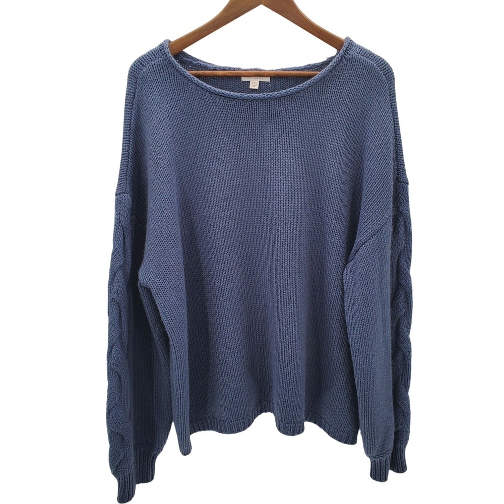 Lauren Conrad Womens XXL‎ Blue Cable Knit Pullover Sweater Long Sleeve Cozy Top